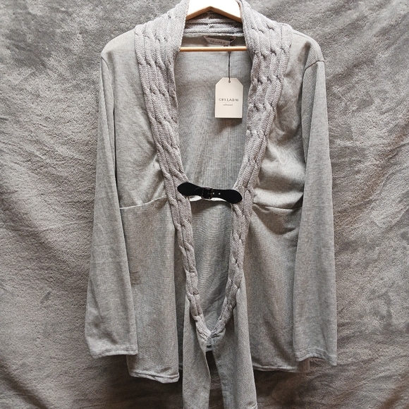 Cellabie Gray Lightweight Belted Cadigan Sz XL - Picture 1 of 7